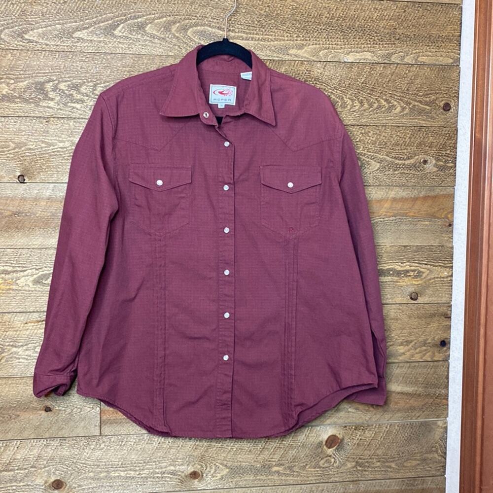 Roper Western Button Down Shirt Burgundy Long Sleeve Snap front Size 1X